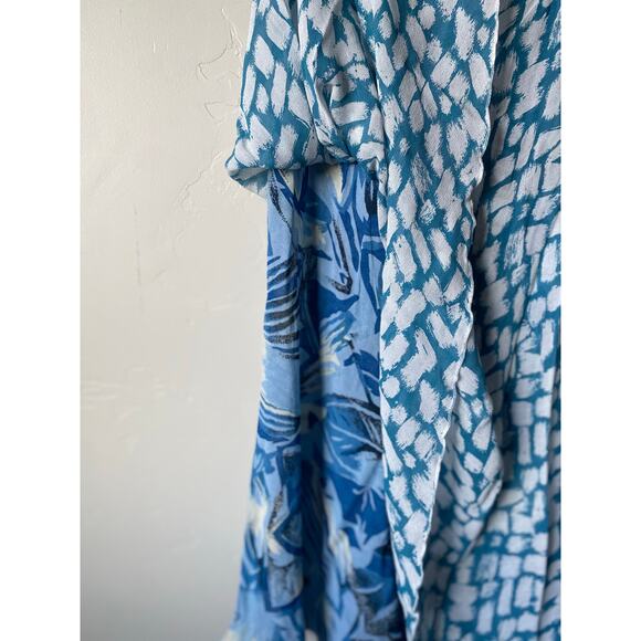 Vtg 90's/Y2K Sarah Arizona Blue Patterned REVERSIBLE Chiffon Pull On Midi Skirt - Picture 3 of 9